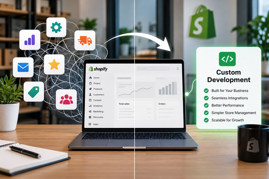 Shopify store transitioning from multiple disconnected apps to streamlined custom development